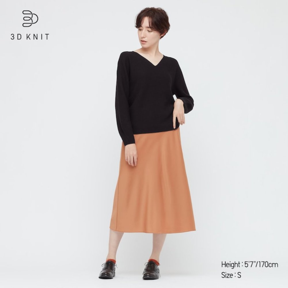 UNIQLO 3D Knit Cotton Sweater, Black, Med